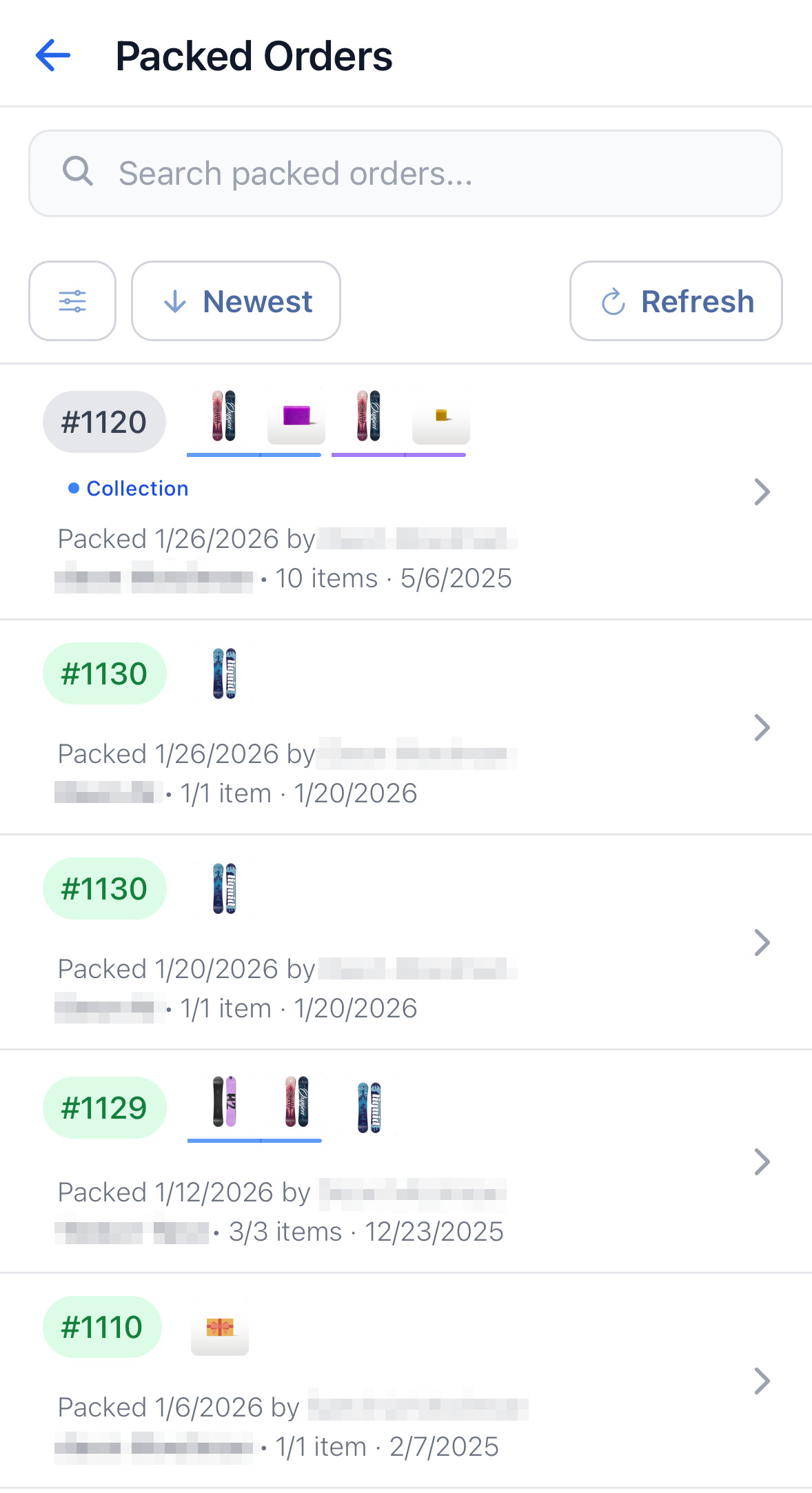 Scanrabbit packed orders list